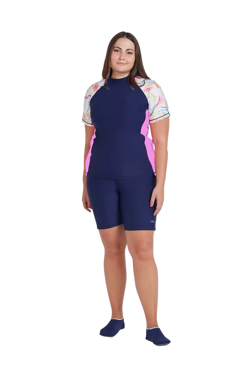 COEGA SUNWEAR  COEGA  Ladies Ladies Rashguard Short Sleeve - Blue Pink Marble for Women | Best Price UAE